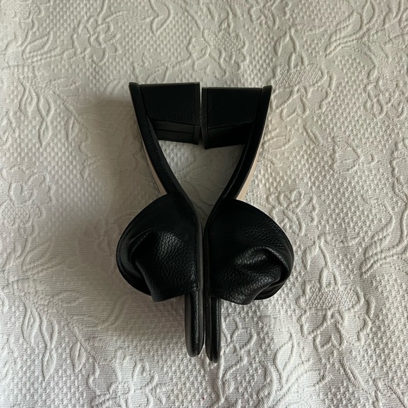 Black Faux Leather Women's Slide Sandals - Picture 5 of 6